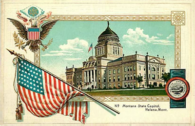 Capitol view card with a patriotic border