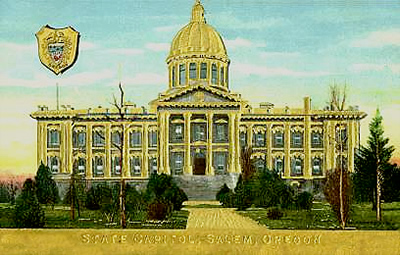 Oregon capitol with gold-tone accents