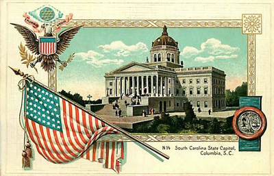 South Carolina capitol in a patriotic border