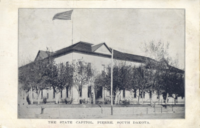 Old South Dakota capitol in black-and-white