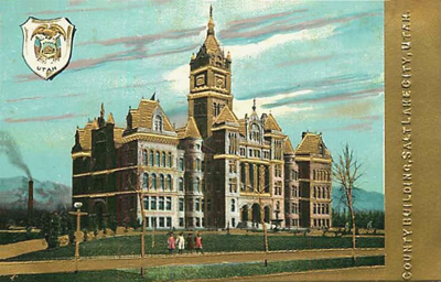 Embossed postcard of the Utah capitol