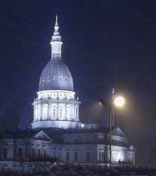 Michigan capitol at night