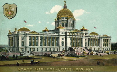 Gold-embossed Arkansas capitol