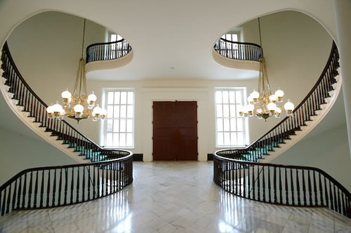 Twin circular staircases