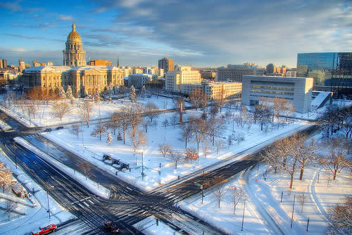 Capitol grounds with snow in HDR