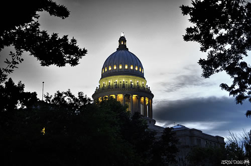 Idaho capitol dome in evening light